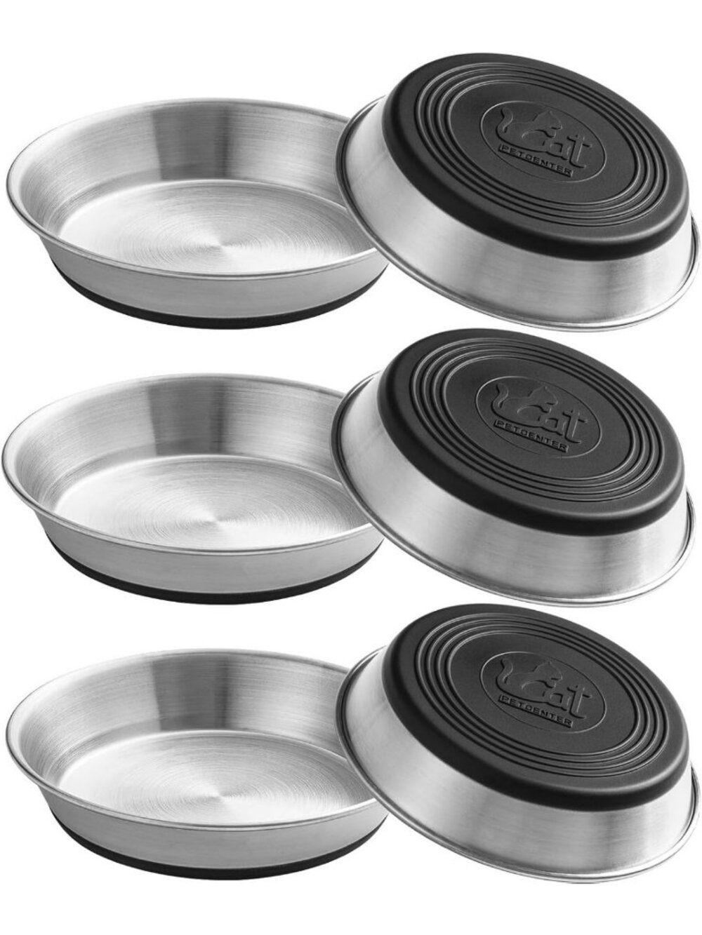 Whisker-Friendly Stainless Steel Cat Bowls, Non-Slip, Heavy Duty, 6 Pack